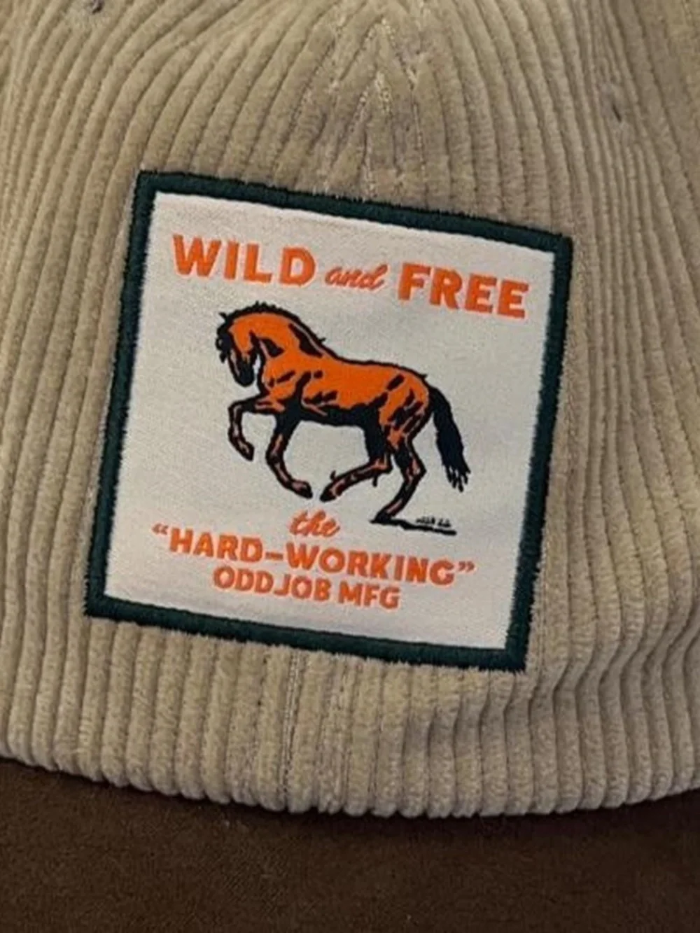 Oddjob XL Corduroy Suede Hat Baseball Cap Leather Adjustable Horse Patch XL
